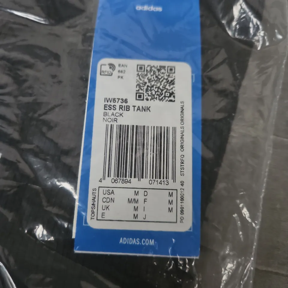 ADIDAS ESS RIB TANK TOP – BLACK (IW5736) - UK 12-14