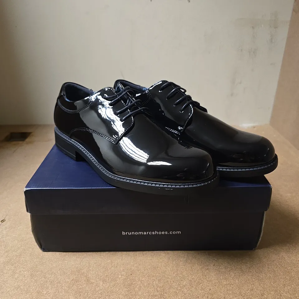 BRUNO MARC BLACK PATENT LEATHER OXFORD SHOES – MEN'S UK 8.5
