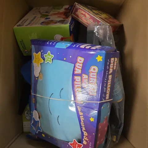APPROXIMATELY 10 ASSORTED TOYS & GAMES TO INCLUDE COSTUME, ANIMAL CUBE, PUZZLE ETC 
