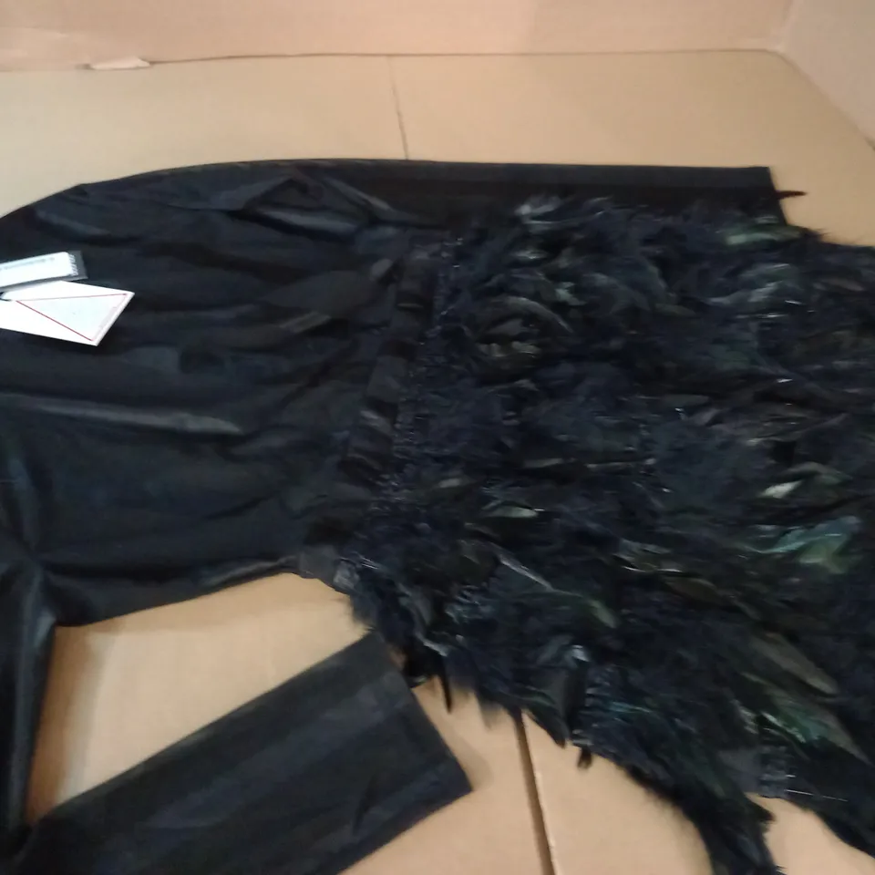 BOOHOO HIGH NECK FEATHER SKIRT PARTY DRESS - UK 10