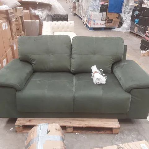 QUALITY DESIGNER 2-SEATER GREEN VELVET UPHOLSTERED SOFA
