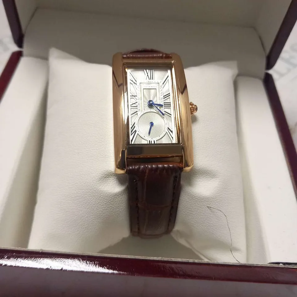 LADIES STOCKWELL WATCH – TEXTURED DIAL WITH SUB DIAL MINUTE HAND – LEATHER STRAP – GIFT BOX INCLUDED