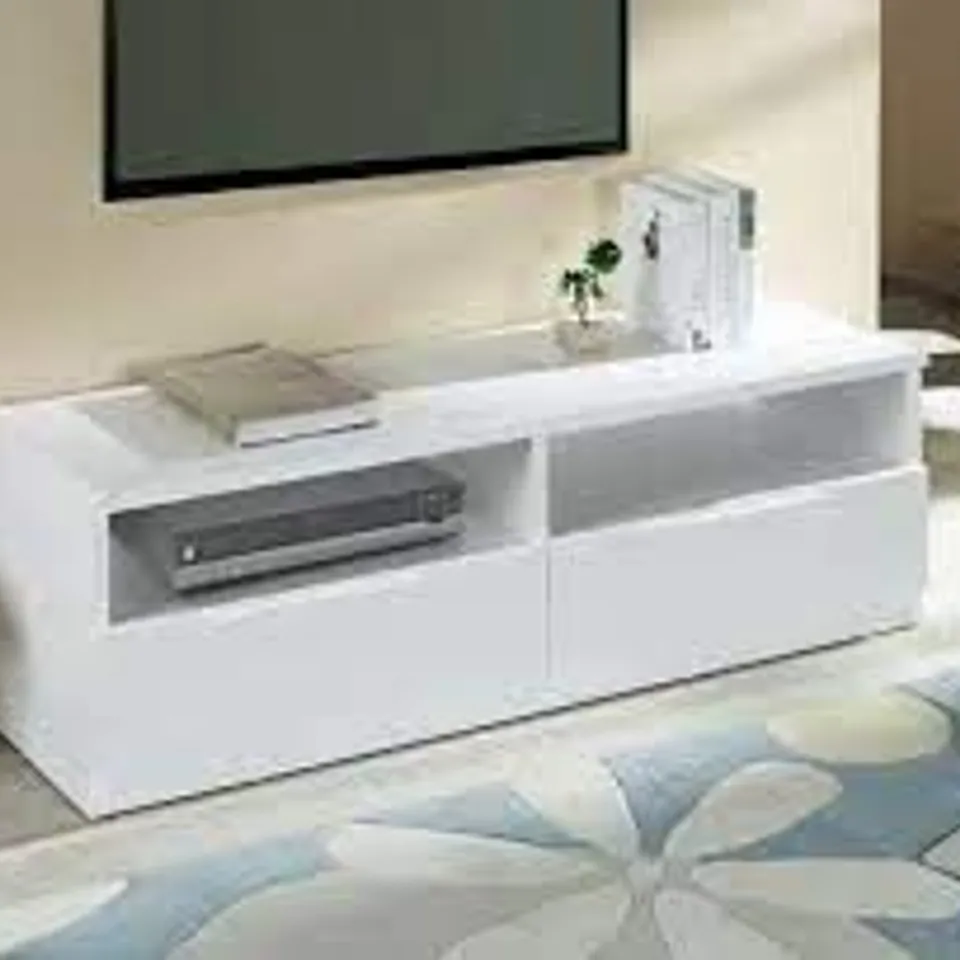 BRAND NEW BOXED MANHATTAN WHITE 2-DRAWER MEDIA UNIT (1 BOX)