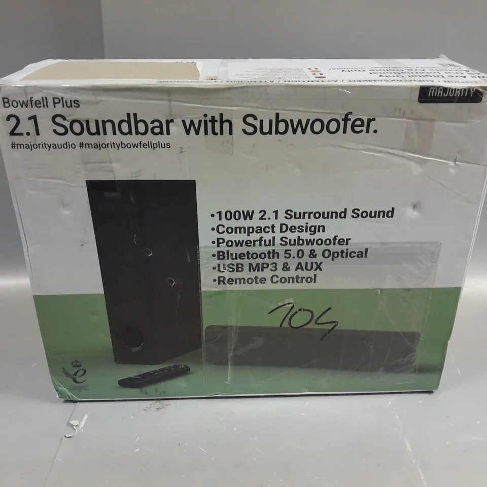 BOXED MAJORITY BOWFELL PLUS 2.1 SOUNDBAR WITH SUBWOOFER
