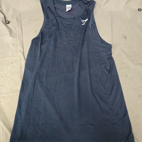 GYMSHARK GEO SEAMLESS TANK IN NAVY - LARGE