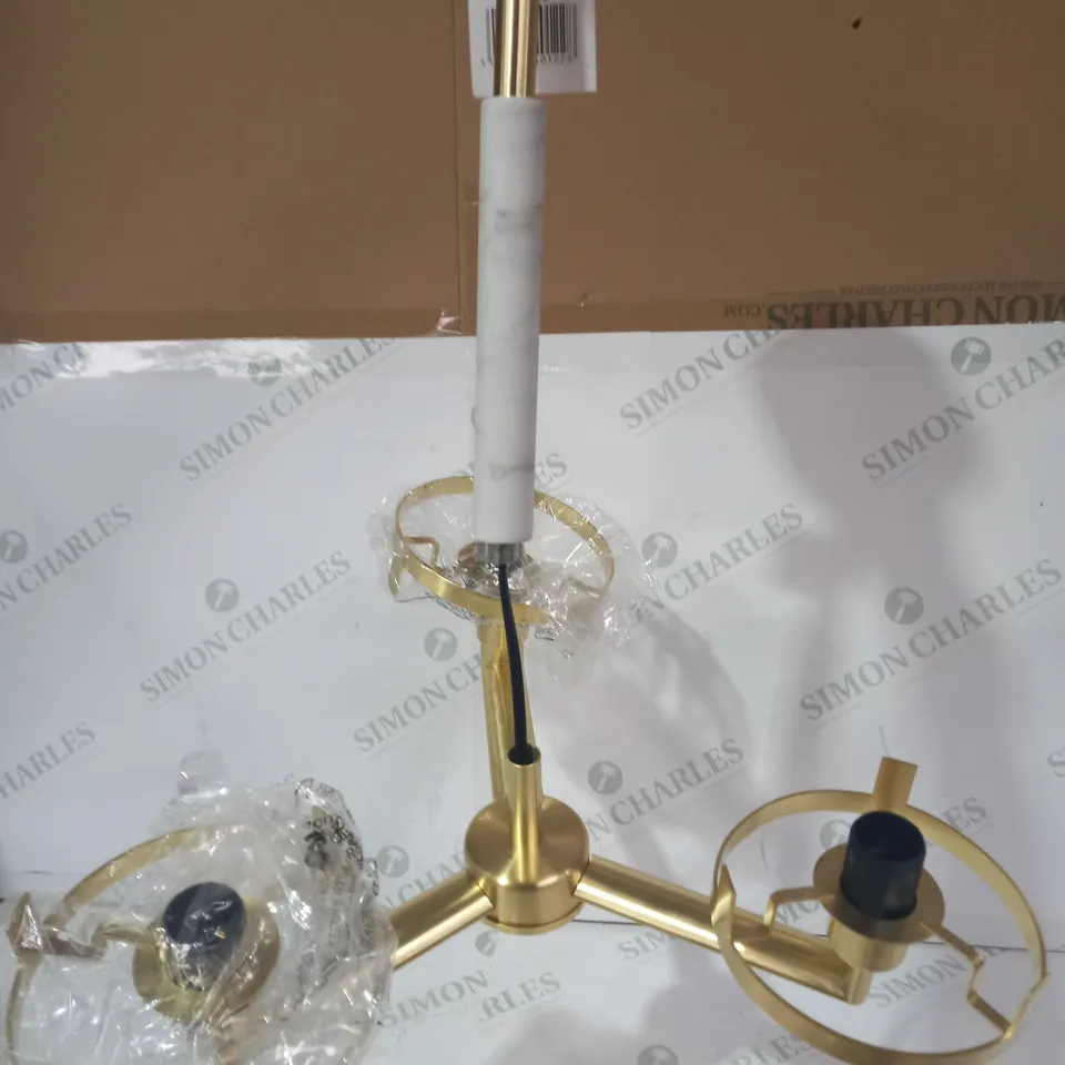 PACIFIC LIFESTYLE MIDLAND 3LT CEILING LIGHT IN GOLD EFFECT AND MARBLE FINISH