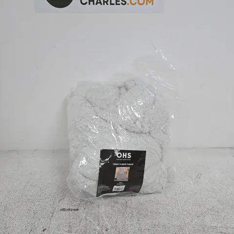 OHS TEDDY FLEECE THROW GREY 200 X 240CM