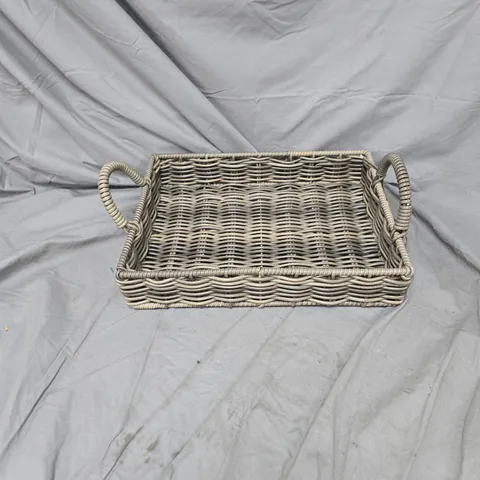 RECTANGULAR WOVEN WICKER TRAY WITH HANDLES
