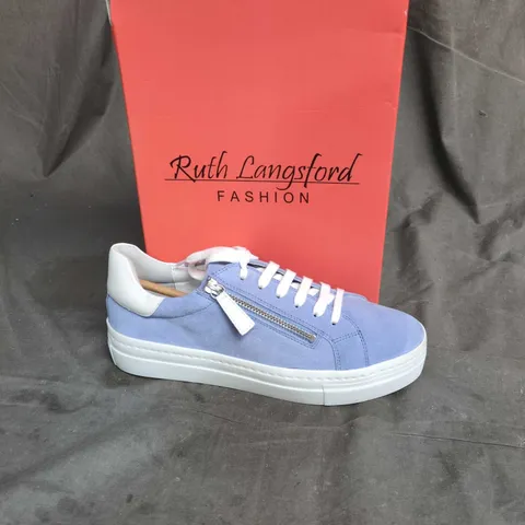RUTH LANGSFORD FASHION WOMEN'S SNEAKERS – LIGHT BLUE WITH ZIP ACCENT (UK 4, EU 36)