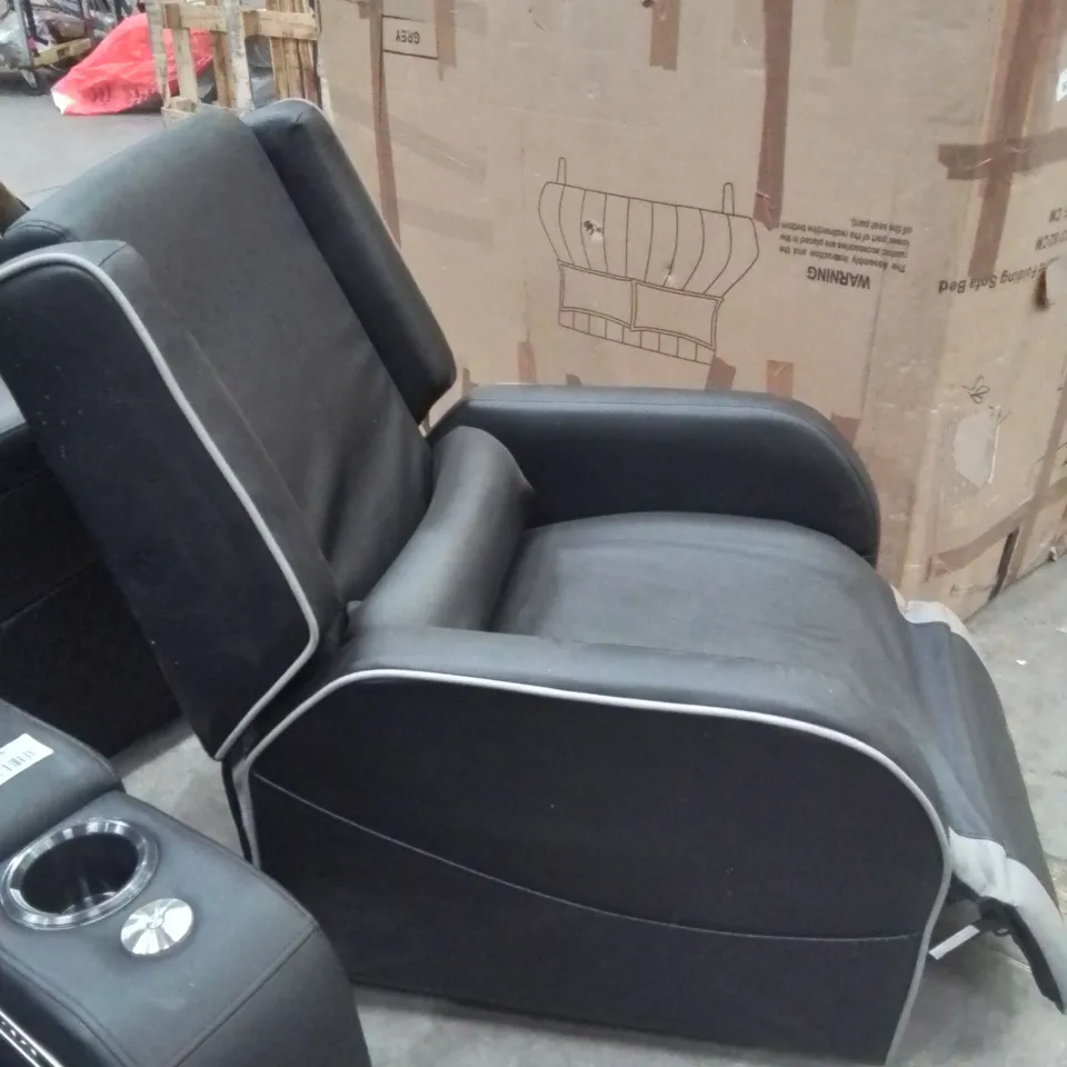 DESIGNER BLACK FAUX LEATHER PUSH-BACK RECLINER CHAIR