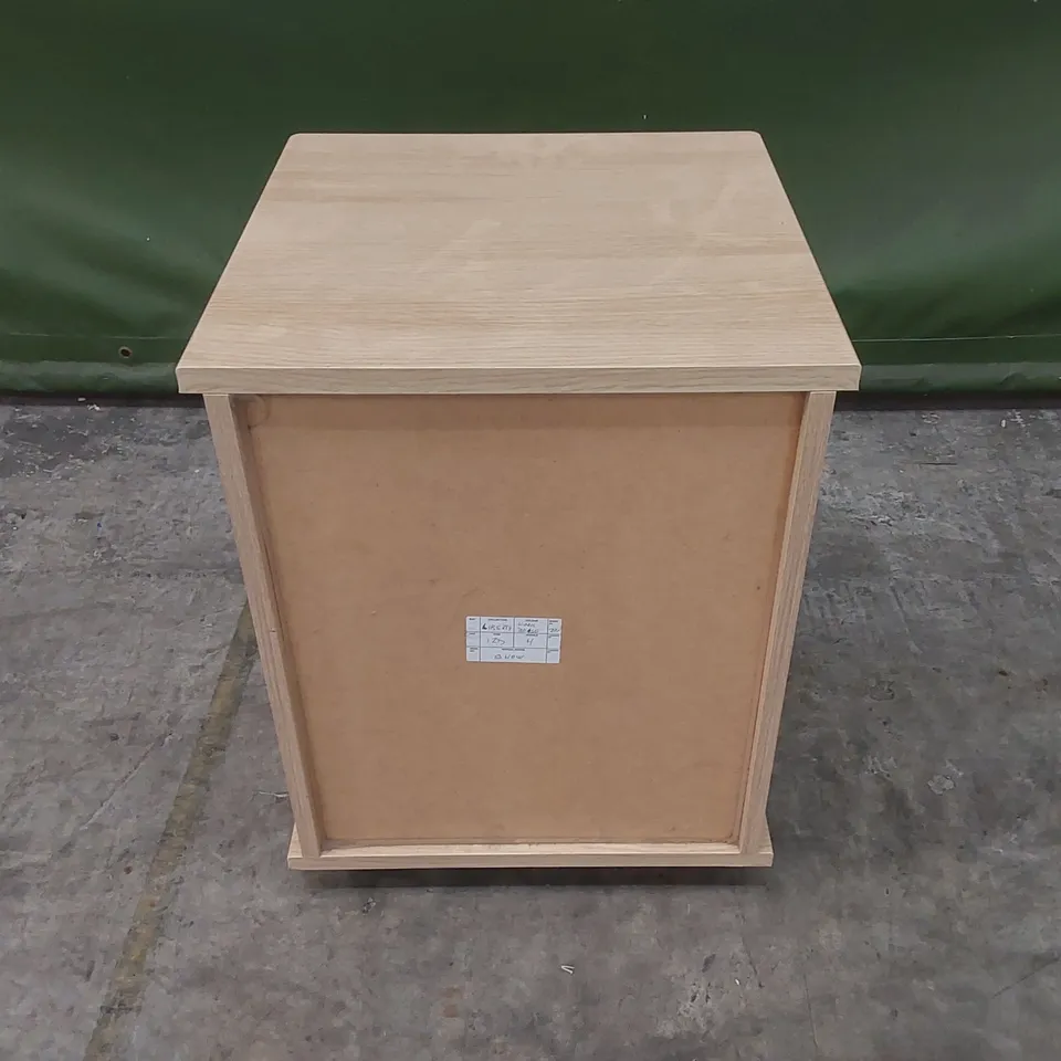 DESIGNER 2 DRAWER WOODEN BEDSIDE TABLE ON WHEELS