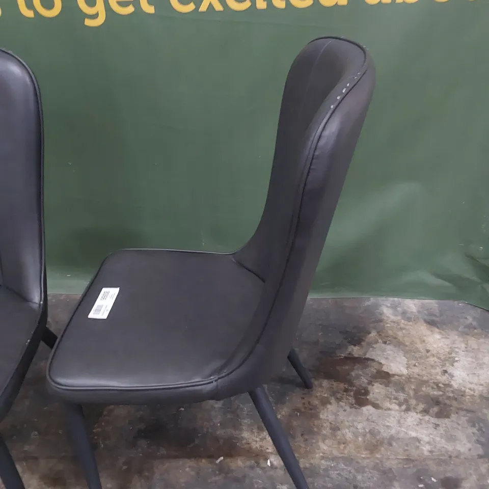 PAIR OF DESIGNER UPHOLSTERED DINING CHAIRS CHARCOAL PU