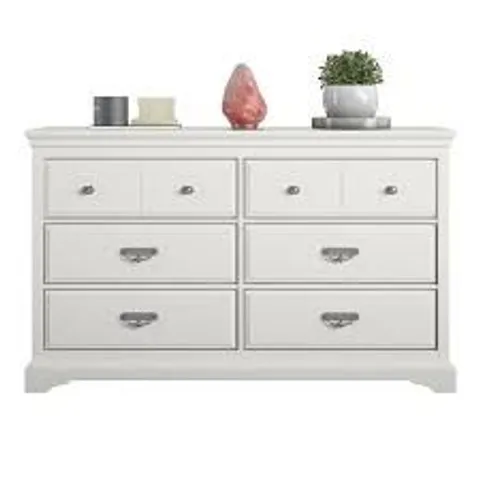 BOXED AMERIWOOD HOME BRISTOL 6 DRAWER DRESSER, WHITE (2 BOXES)