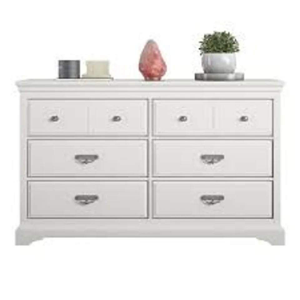 BOXED AMERIWOOD HOME BRISTOL 6 DRAWER DRESSER, WHITE (2 BOXES)