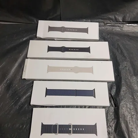 LOT OF 5 APPLE WATCH SPORT BANDS IN ASSORTED COLOURS AND SIZES