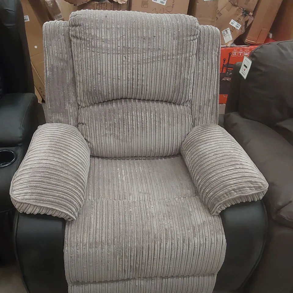 QUALITY DESIGNER FABRIC UPHOLSTERED MANUAL RECLINER ARMCHAIR