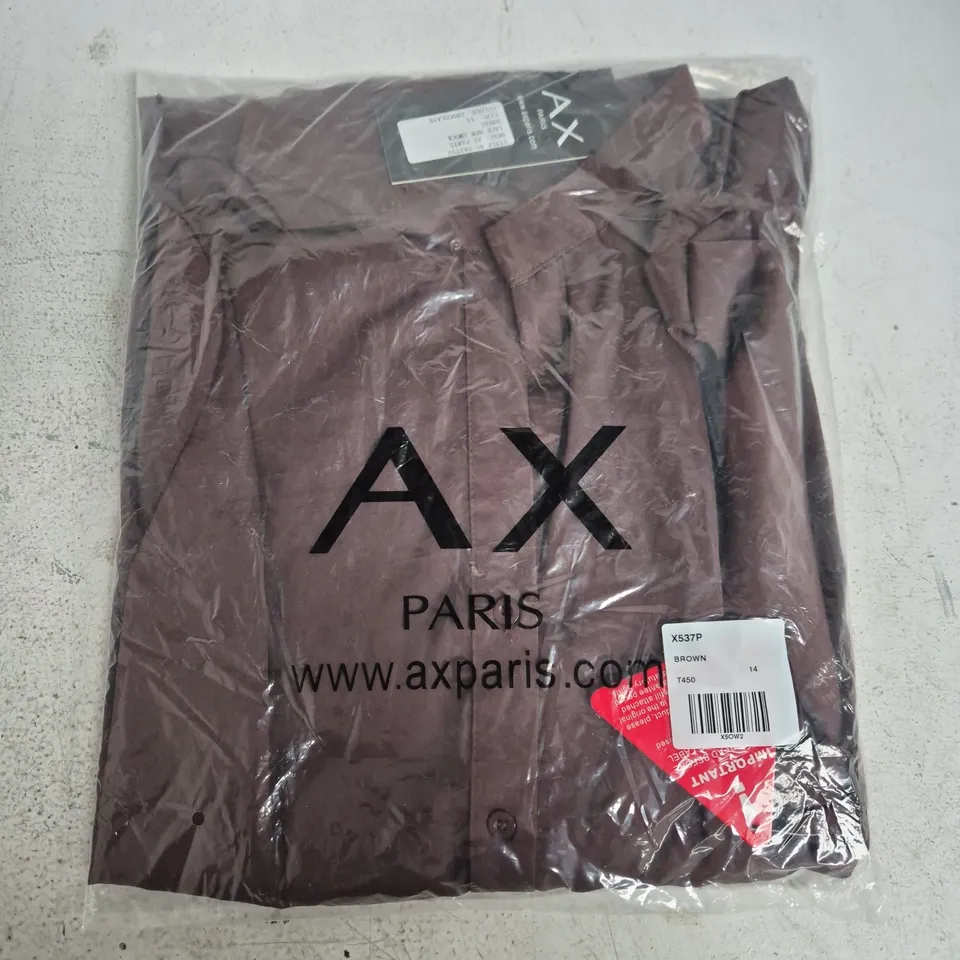 BAGGED AX PARIS LACE HEM SMOCK DRESS – CHOCOLATE, UK SIZE 14