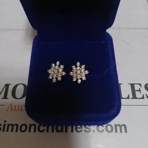 DIAMONIQUE 1CT TW SNOWFLAKE EARRINGS STERLING SILVER 
