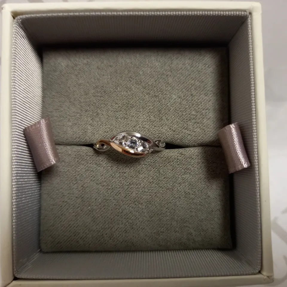 BOXED CLOGAU SILVER/ROSE GOLD EFFECT INFINITY RING