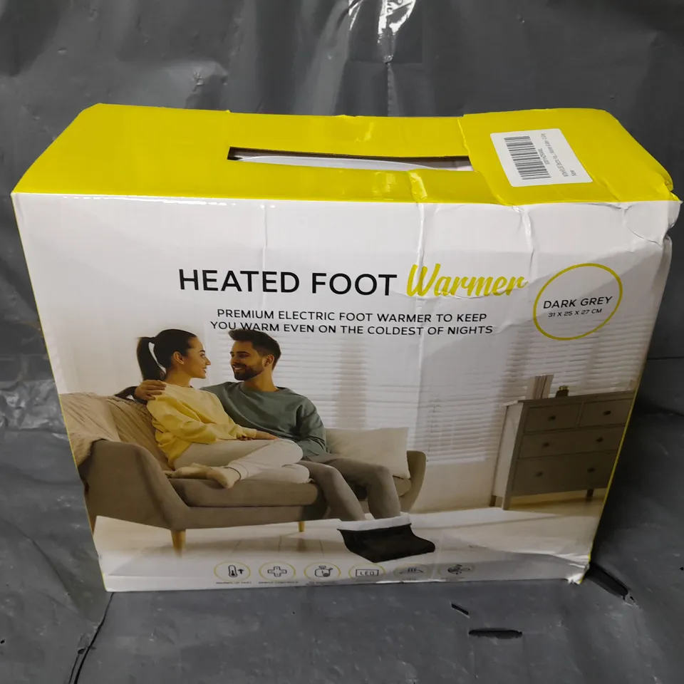 BOXED HEATED FOOT WARMER IN DARK GREY