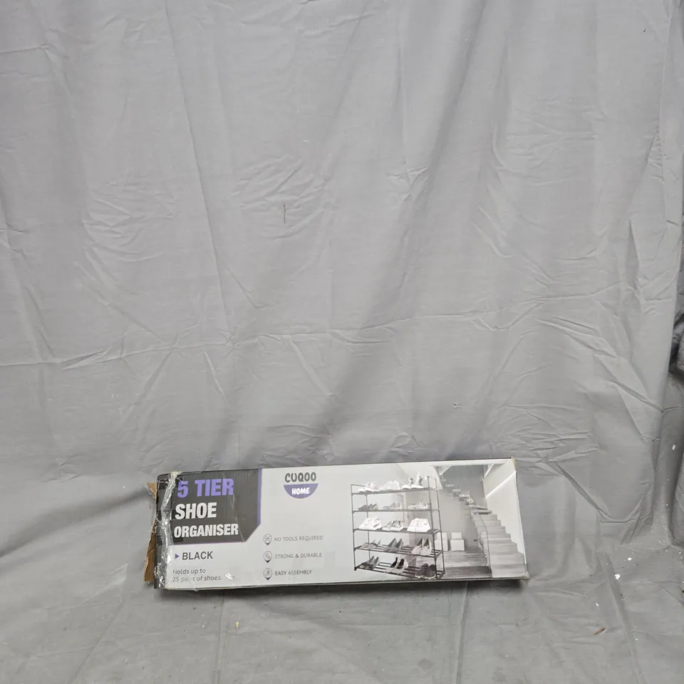 CUQOO HOME 5-TIER SHOE ORGANIZER – BLACK (BOXED)