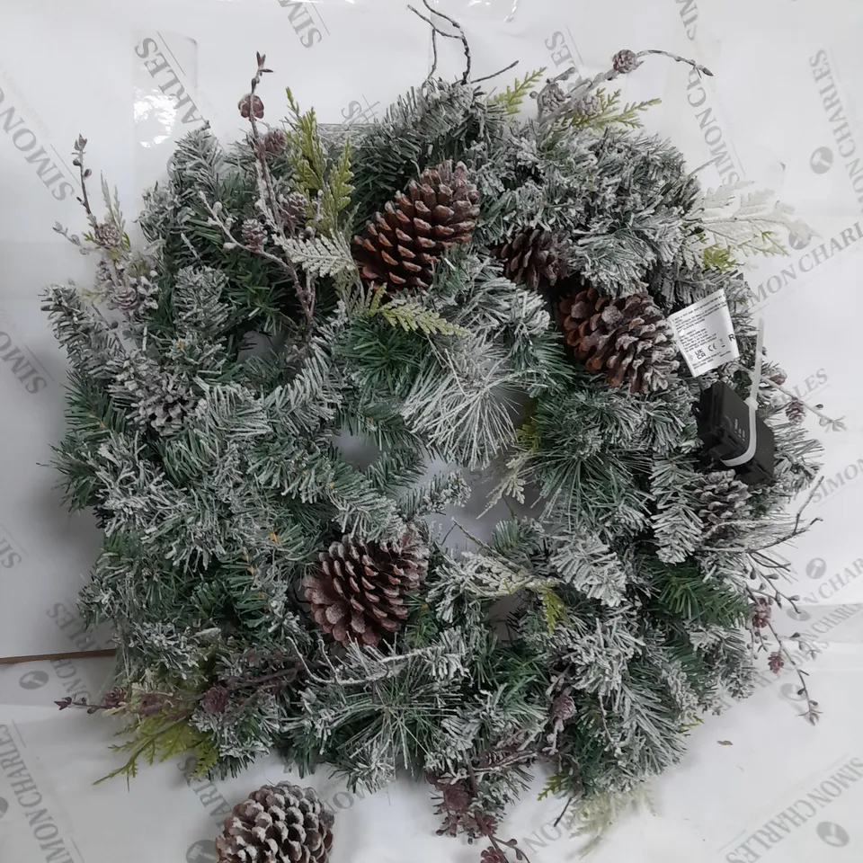 FROSTED CONE WREATH PRE LIT RRP £39.99