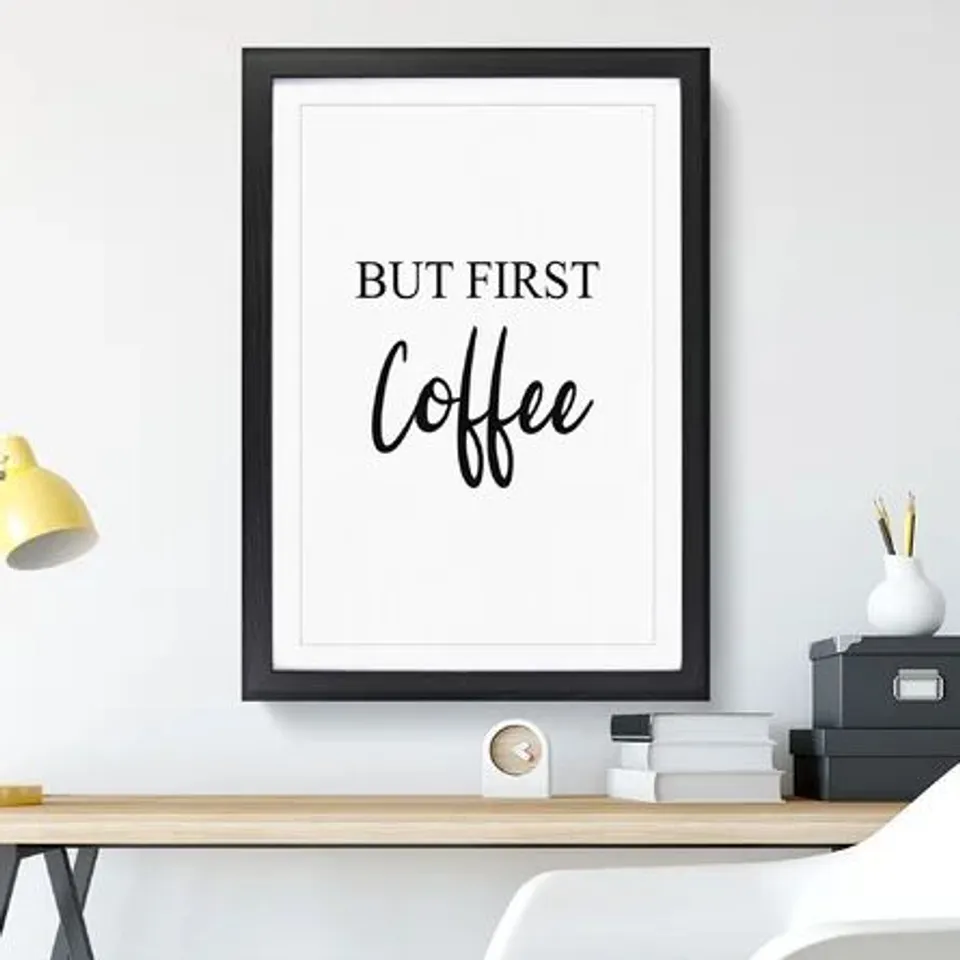 BOXED BUT FIRST COFFEE PICTURE FRAME