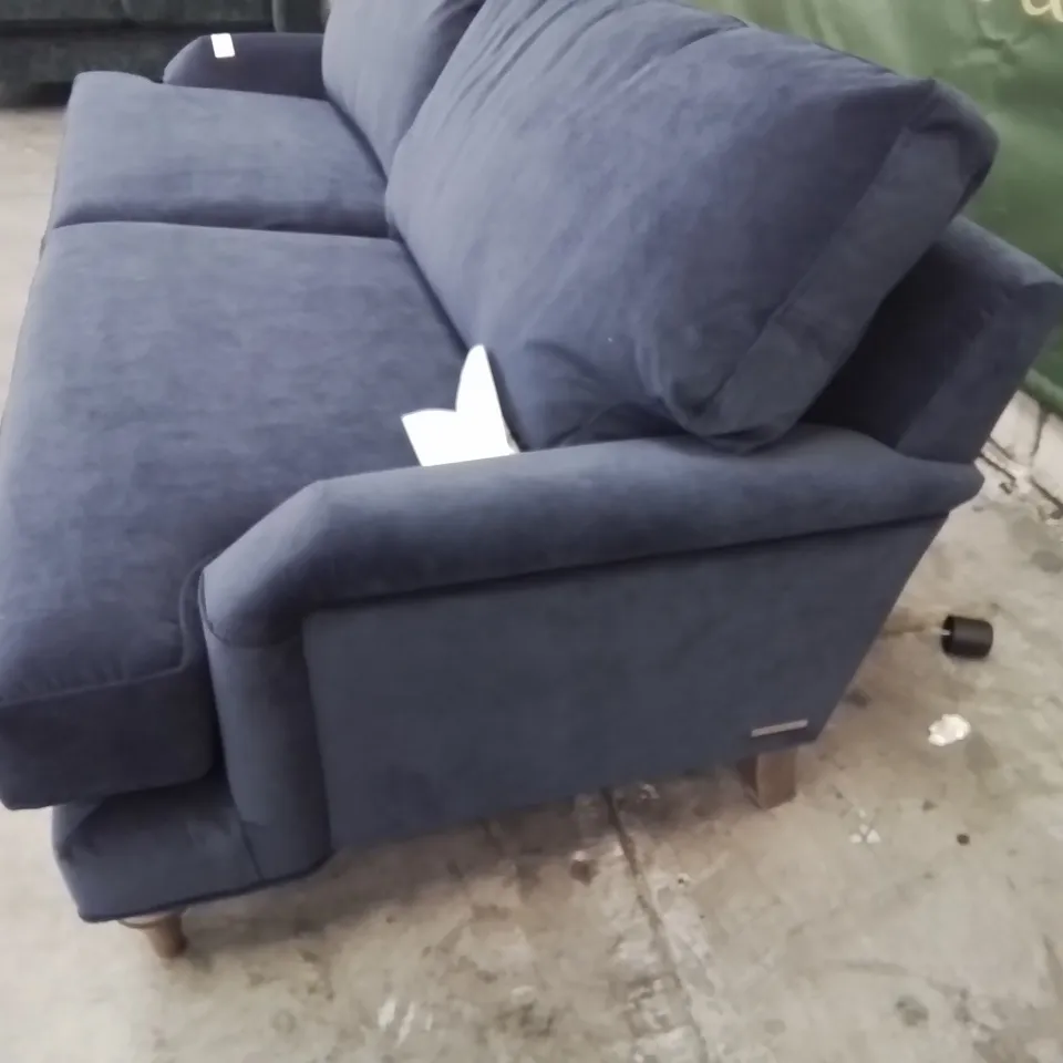 QUALITY BRITISH DESIGNER LOUNGE Co. FOUR SEATER SOFA PLUSH BLUE FABRIC