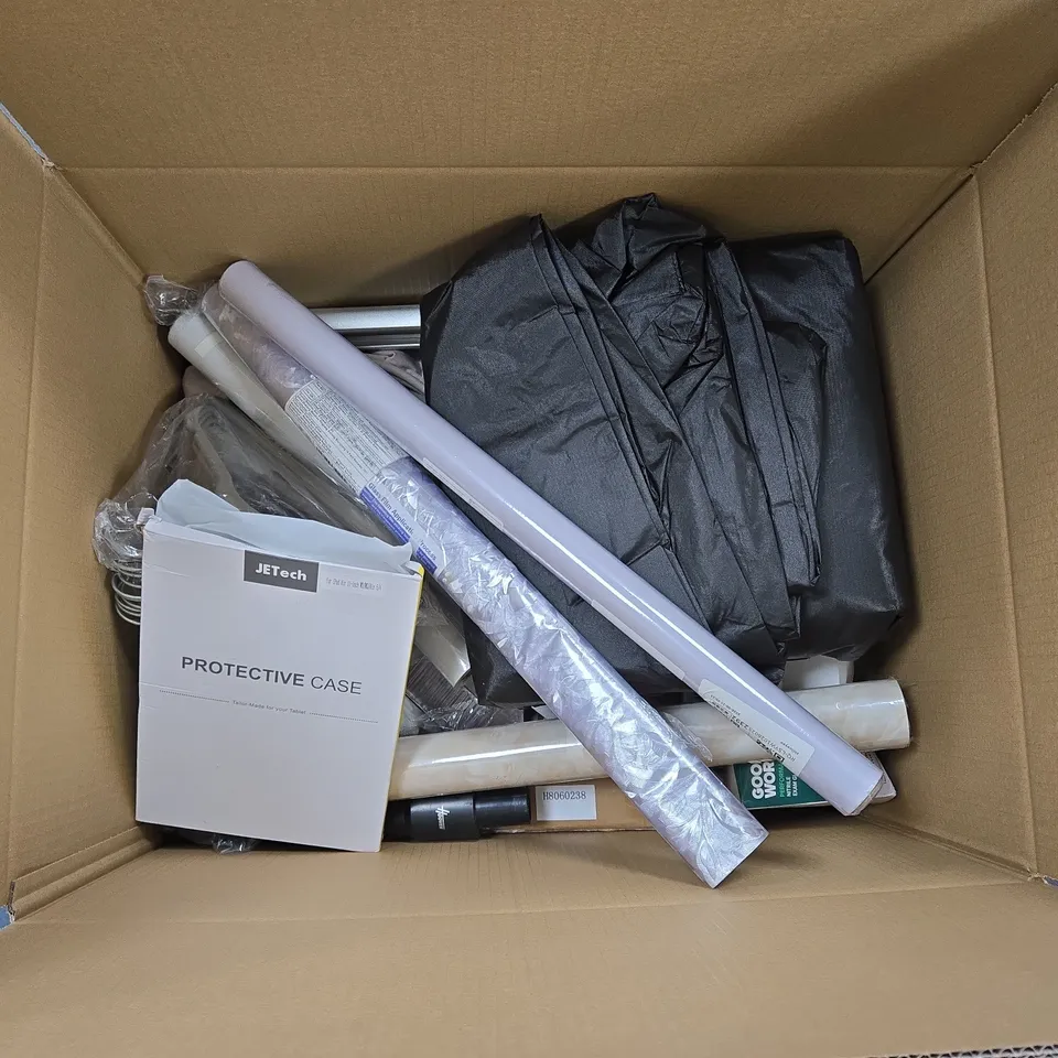 LARGE BOX FILLED WITH A MIX OF HOUSEHOLD ITEMS