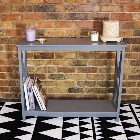 BRAND NEW BOXED TETBURY CONSOLE TABLE GREY (1 BOX)