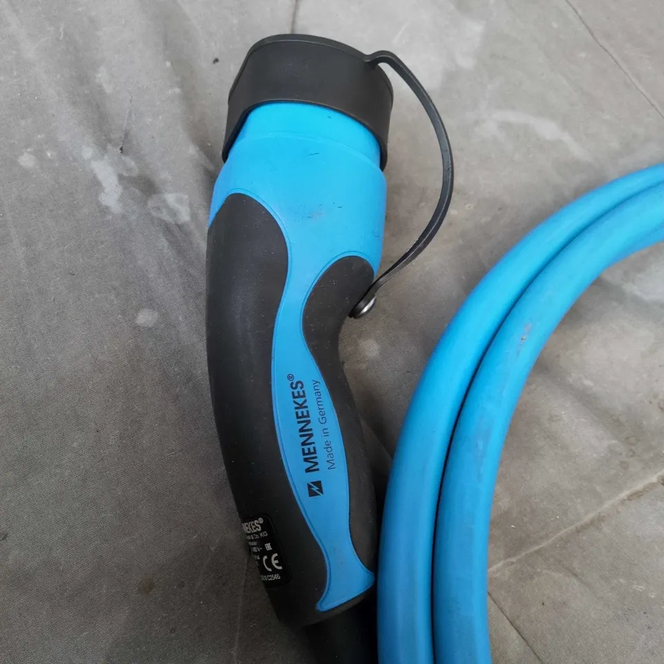 Mennekes electrical connector with blue cable - Made in Germany