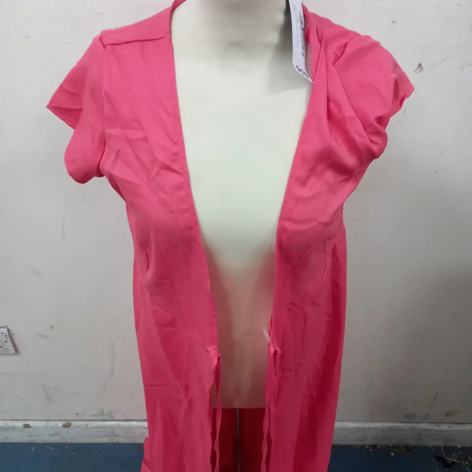 DESIGNER PLUNGE FRONT TIE WRAP MAXI DRESS IN CORAL - 10 