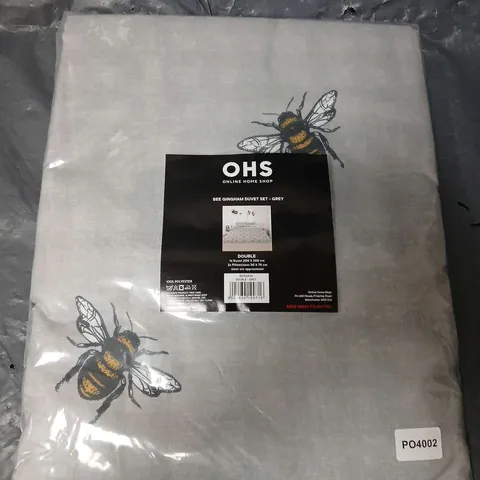 OHS BEE GINGHAM DUVET SET IN GREY (DOUBLE)