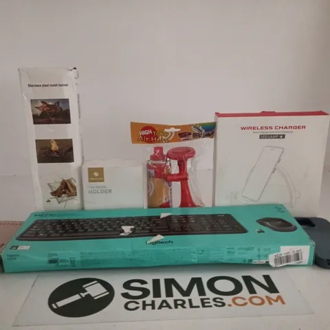 BOX OF APPROXIMATELY 10 ASSORTED ITEMS INCLUDING HIGH TONE AIR HORN, MIRACASE CAR PHONE HOLDER AND WIRELESS CHARGER