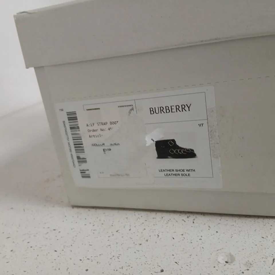 BURBERRY LEATHER STRAP BOOTS – BLACK, UK 5.5 (EU 38)
