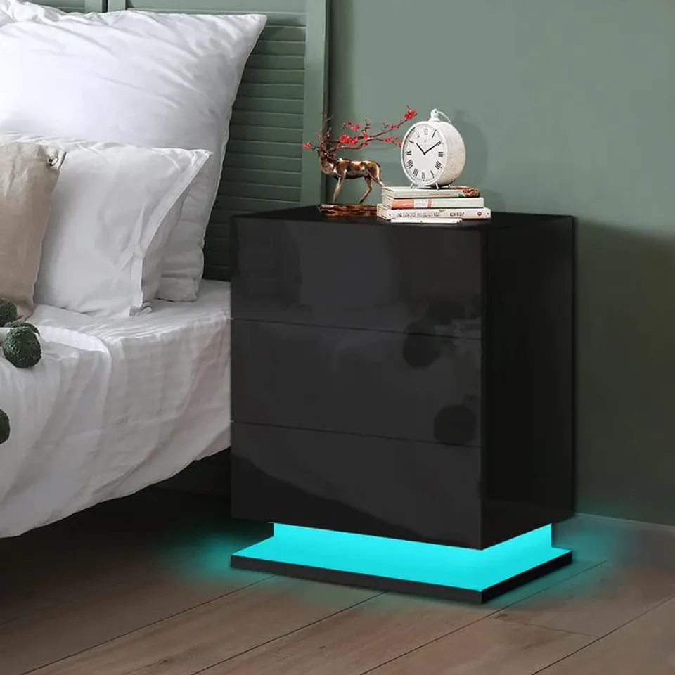 BOXED LED BEDSIDE TABLE
