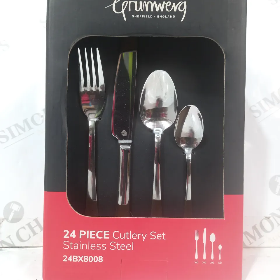BOXED GRUNWERG 24 PIECE STAINLESS STEEL CUTLERY SET