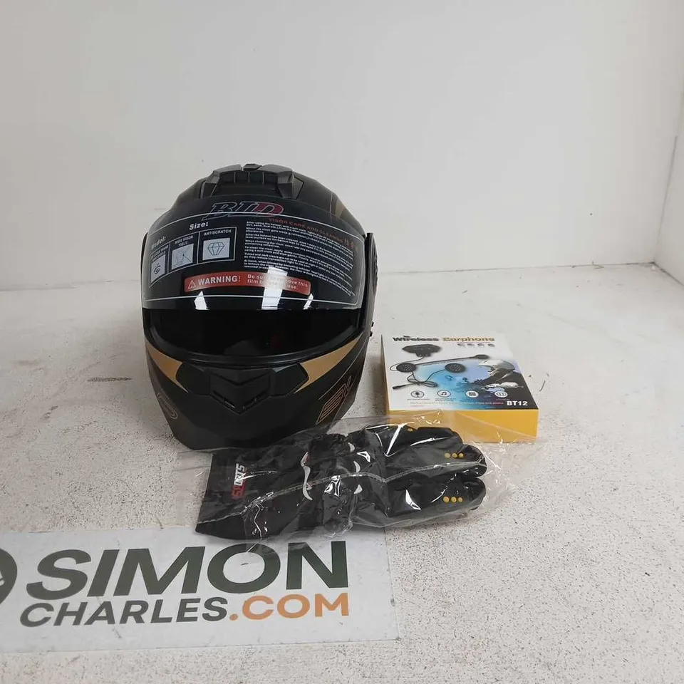 BLD SAFETY BIKE HELMET AND GLOVES WITH WIRELESS EARPHONE BOXED