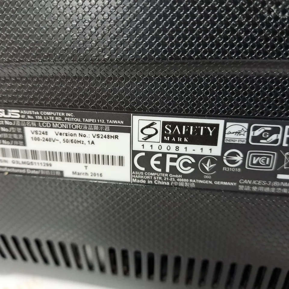 ASUS LCD MONITOR MODEL VS248HR SERIAL #G3LMQS111299