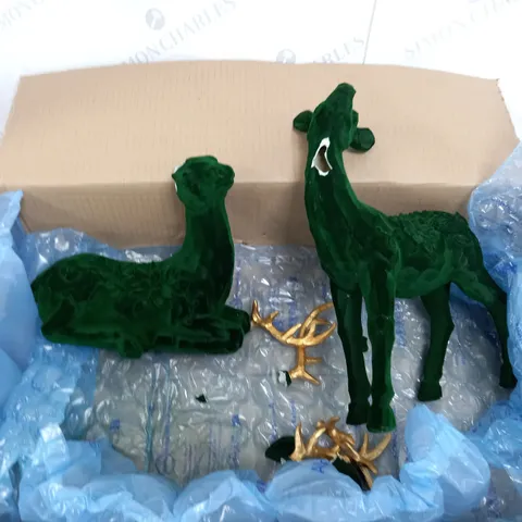 ALISON CORK SET OF 2 VELVET HENRY STAGS