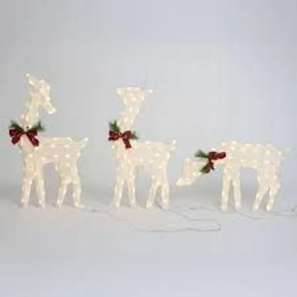 BOXED NEO SET OF 3 OUTDOOR DEER DECORATIONS