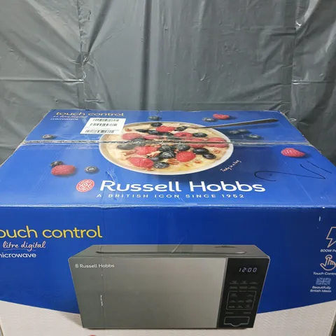 BOXED RUSSELL HOBBS 0RHMT2005S COMPACT DIGITAL MICROWAVE WITH TOUCH CONTROL 20L SILVER - COLLECTION ONLY