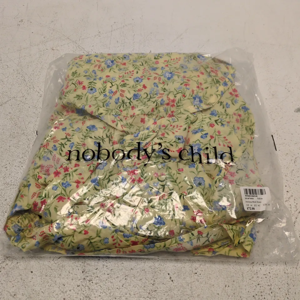 NOBODY'S CHILD JEMIMA MIDI DRESS – YELLOW FLORAL, UK 14