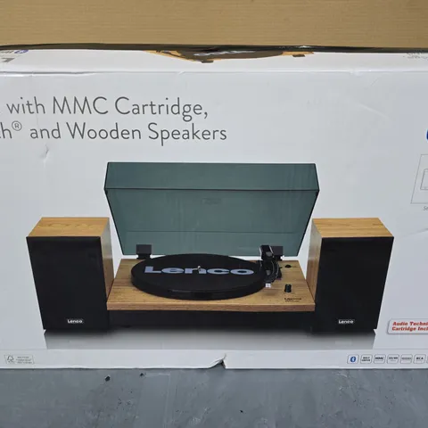 LENCO LS-300WD TURNTABLE WITH BLUETOOTH & WOODEN SPEAKERS – BOXED