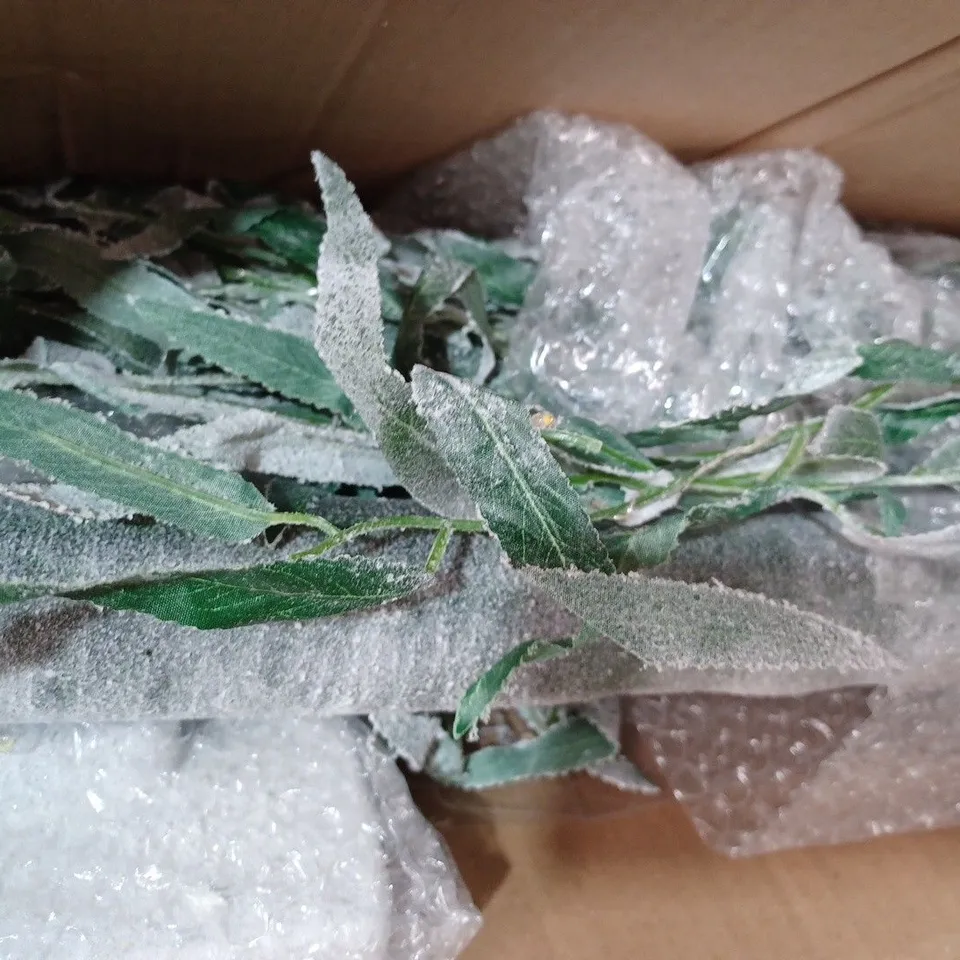 BOXED ALISON CORK 180CM PRE-LIT GREEN LEAF DETAIL INDOOR WILLOW TREE [COLLECTION ONLY]