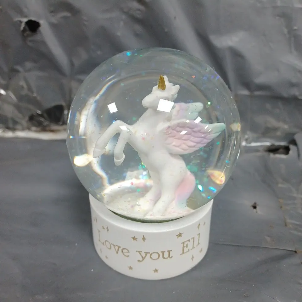 PERSONALISED UNICORN SNOW GLOBE - ' RRP £16.99