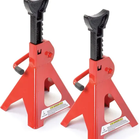 BOXED OYPLA 3 TON HEAVY DUTY RATCHET JACK LIFTING AXLE STANDS - SET OF 2 