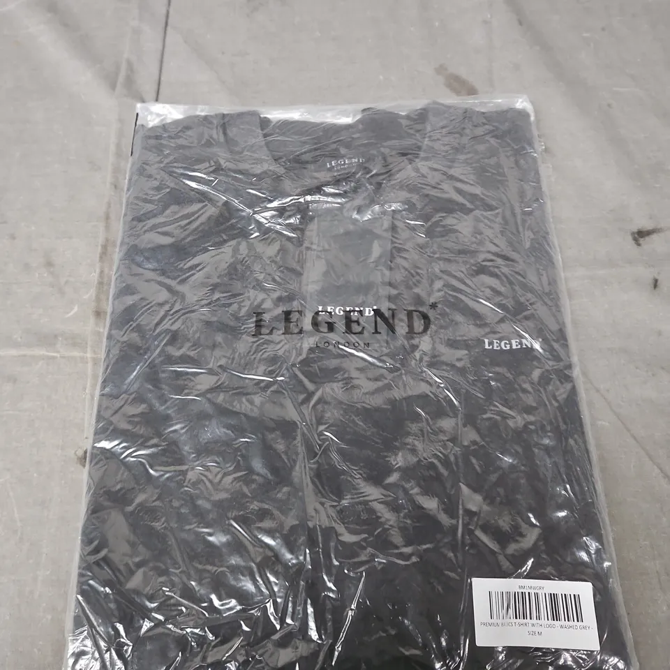LEGEND LONDON PREMIUM BASICS T-SHIRT WITH LOGO - WASHED GREY, SIZE M