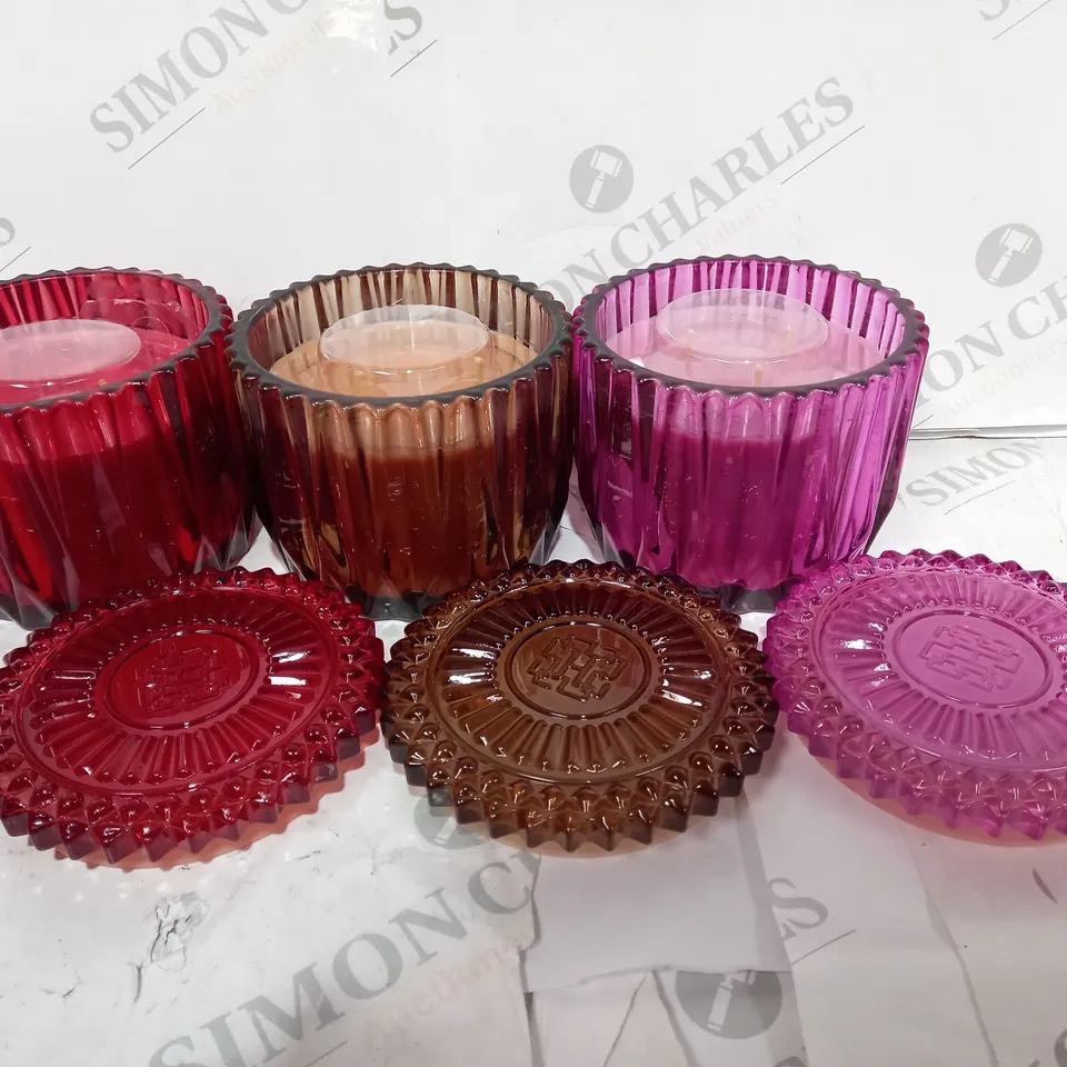 HOMEWORX BY HARRY SLATKIN SET OF FACETED 3 WICK CANDLES 