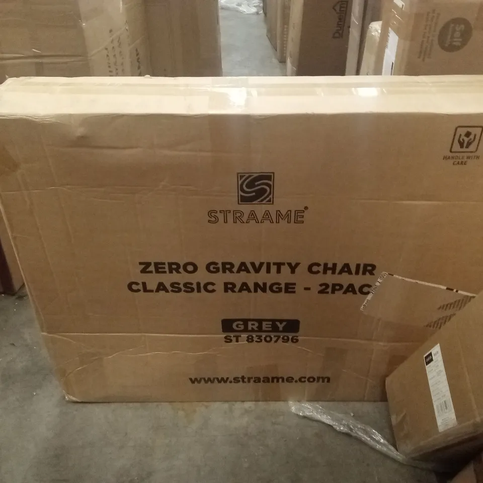BOXED STRAAME SET OF 2 ZERO GRAVITY CHAIRS - GREY (1 BOX)